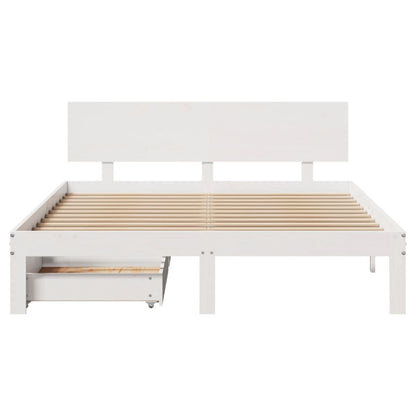 Bed Frame with Drawers without Mattress White 135x190 cm Double