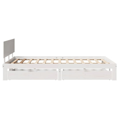 Bed Frame with Drawers without Mattress White 135x190 cm Double