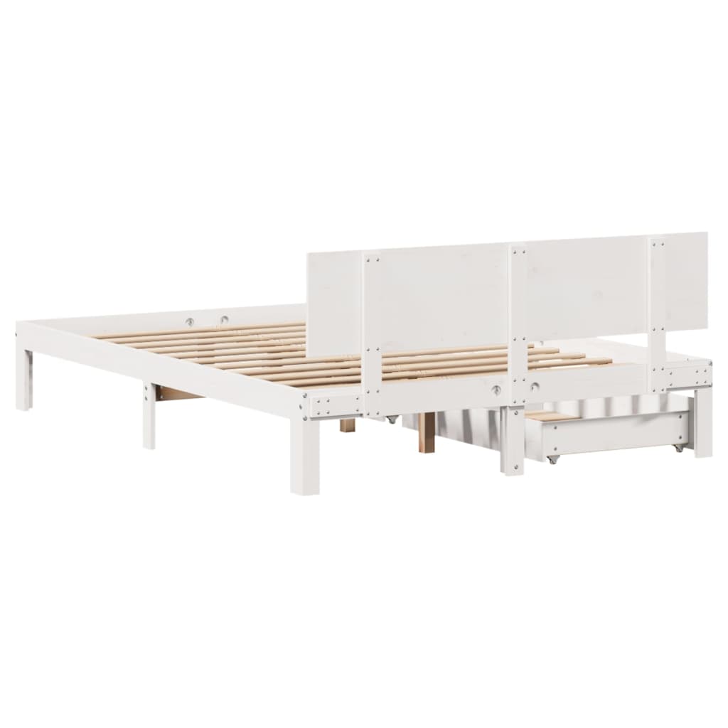 Bed Frame with Drawers without Mattress White 135x190 cm Double