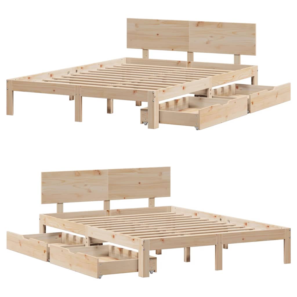 Bed Frame with Drawers without Mattress 140x190 cm