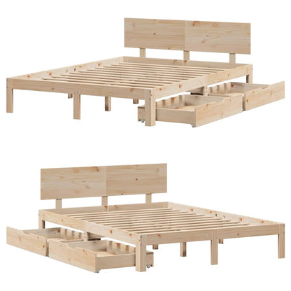 Bed Frame with Drawers without Mattress 140x190 cm