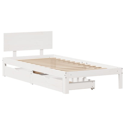 Bed Frame with Drawers without Mattress White 90x200 cm