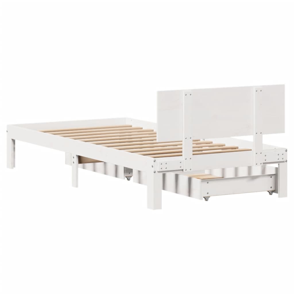 Bed Frame with Drawers without Mattress White 90x200 cm