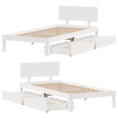 Bed Frame with Drawers without Mattress White 90x200 cm