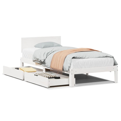 Bed Frame with Drawers without Mattress White 90x200 cm