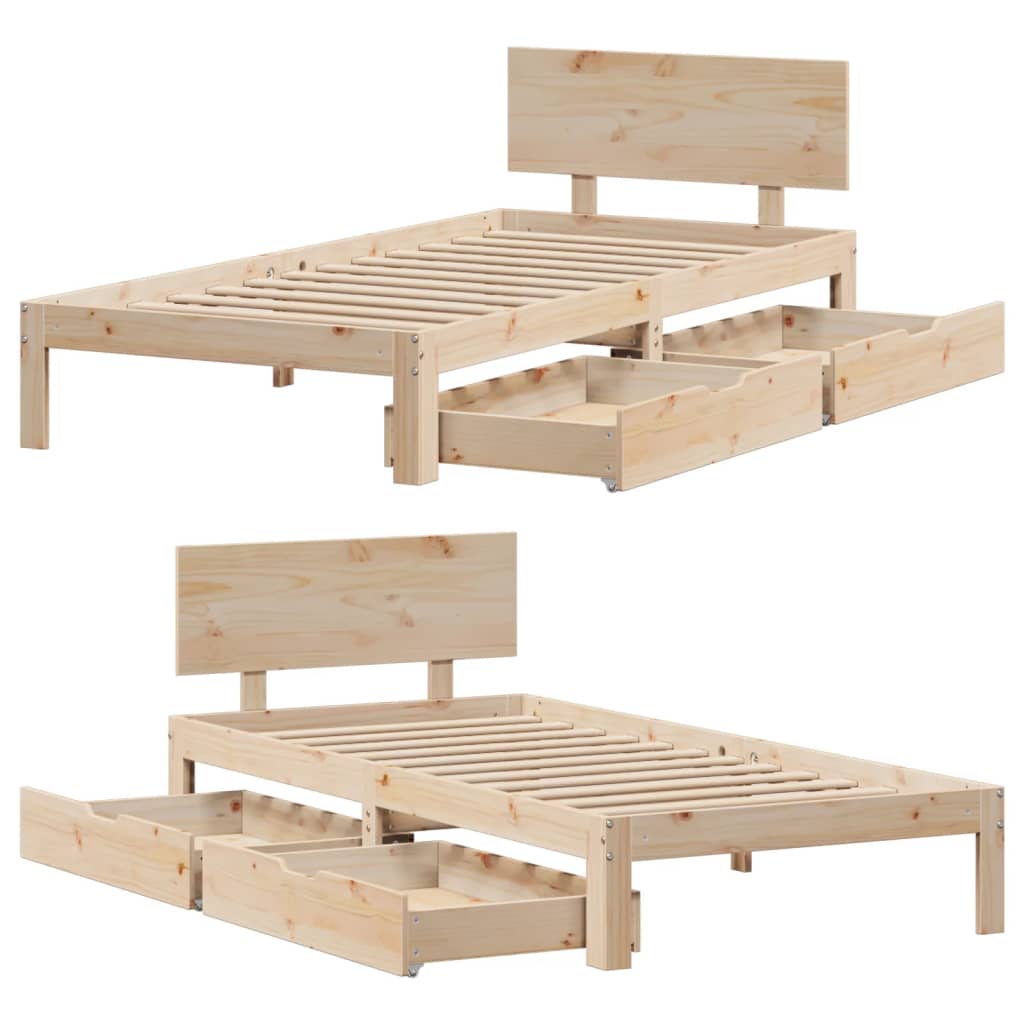 Bed Frame with Drawers without Mattress 100x200 cm