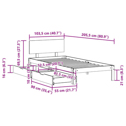 Bed Frame with Drawers without Mattress 100x200 cm