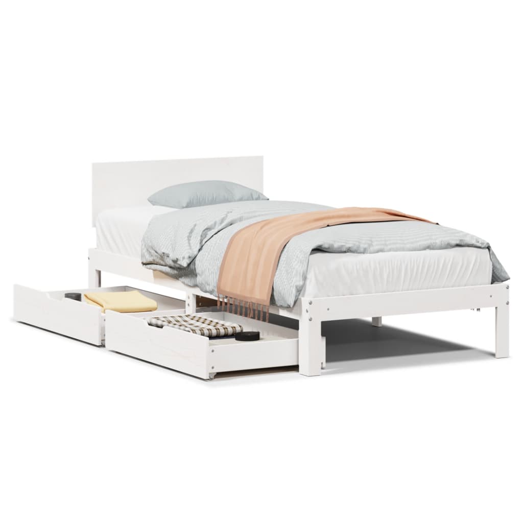 Bed Frame with Drawers without Mattress White 100x200 cm