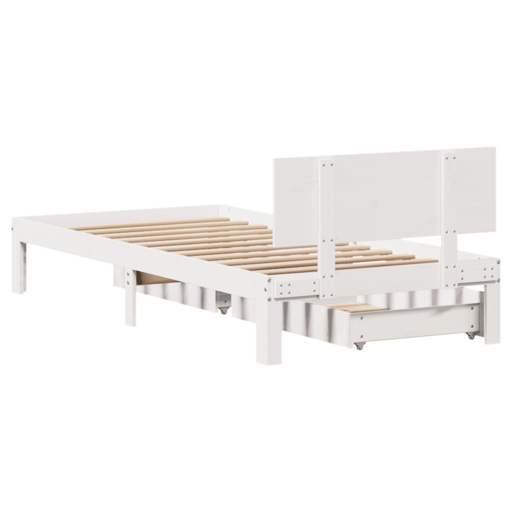 Bed Frame with Drawers without Mattress White 100x200 cm