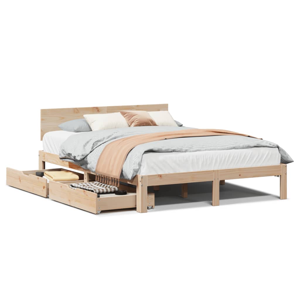 Bed Frame with Drawers without Mattress 120x200 cm