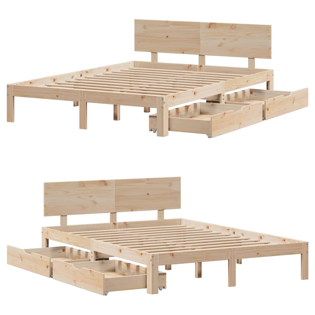 Bed Frame with Drawers without Mattress 120x200 cm