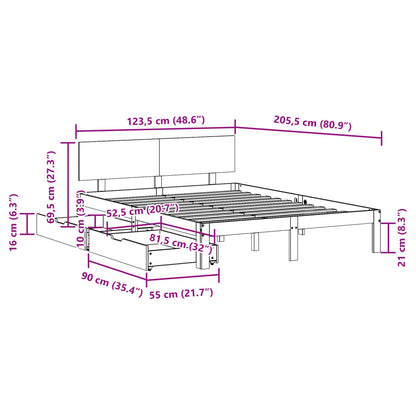 Bed Frame with Drawers without Mattress 120x200 cm