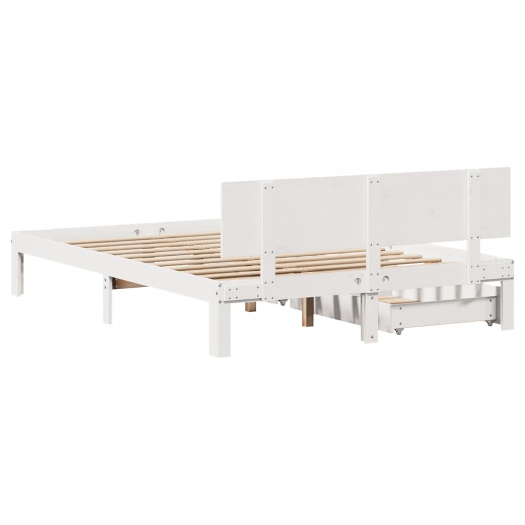 Bed Frame with Drawers without Mattress White 120x200 cm