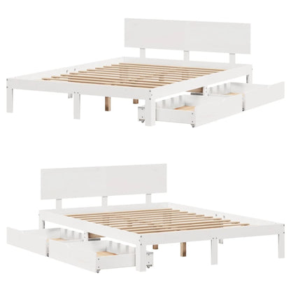 Bed Frame with Drawers without Mattress White 120x200 cm