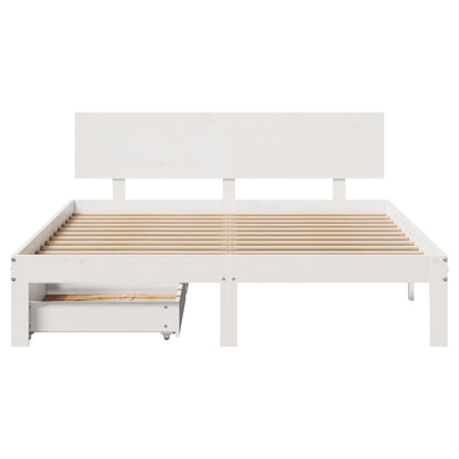 Bed Frame with Drawers without Mattress White 160x200 cm