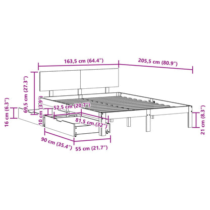 Bed Frame with Drawers without Mattress White 160x200 cm