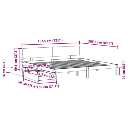 Bed Frame with Drawers without Mattress 180x200 cm Super King