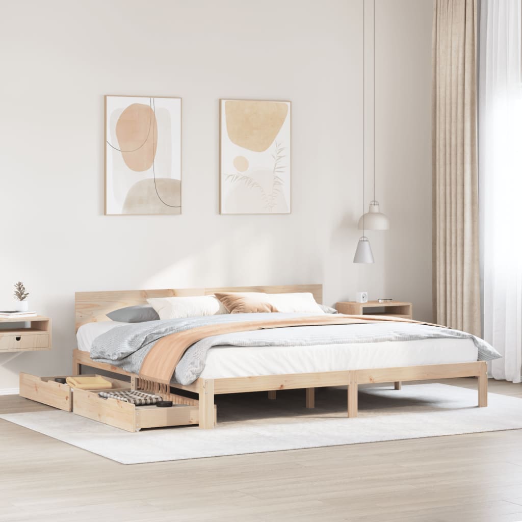 Bed Frame with Drawers without Mattress 180x200 cm Super King