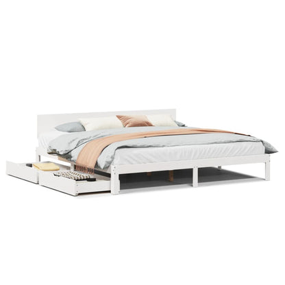 Bed Frame with Drawers without Mattress White 180x200 cm Super King