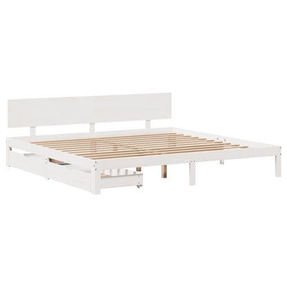 Bed Frame with Drawers without Mattress White 180x200 cm Super King