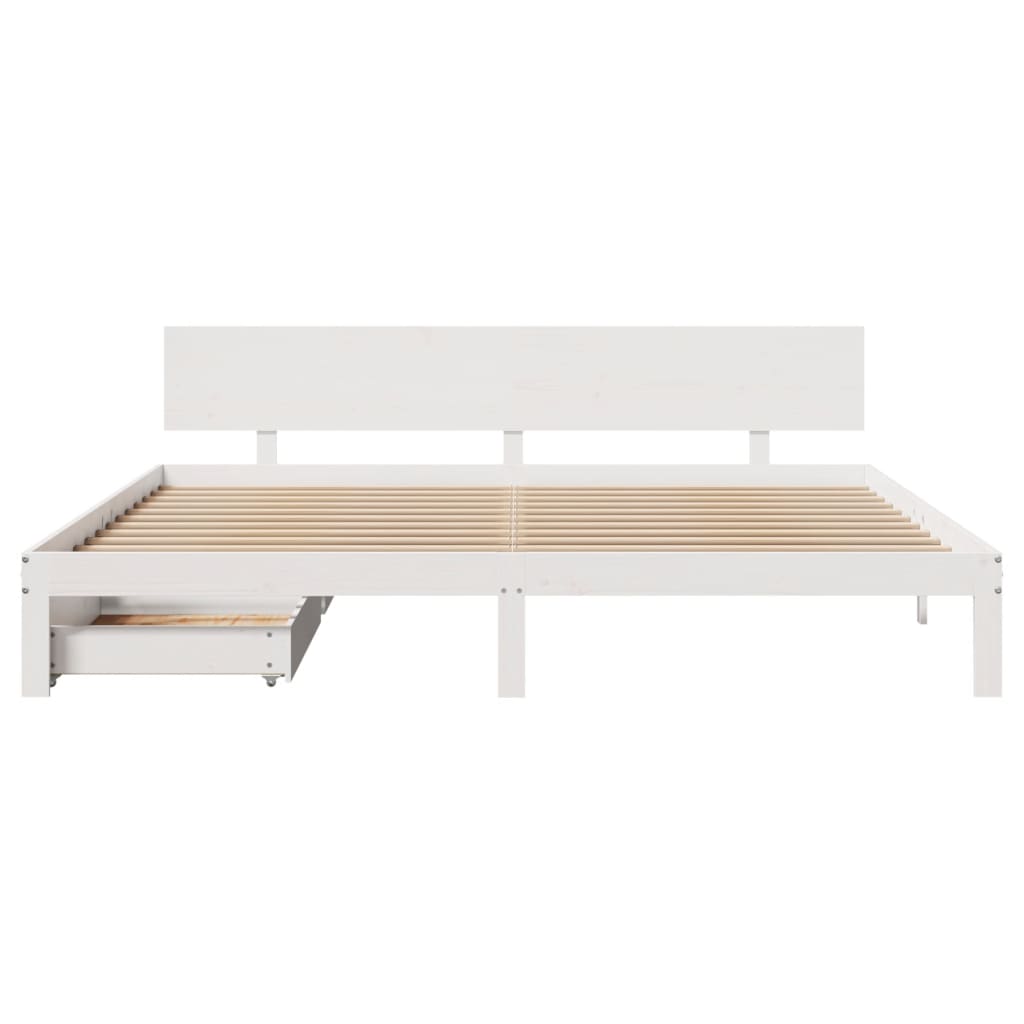 Bed Frame with Drawers without Mattress White 180x200 cm Super King