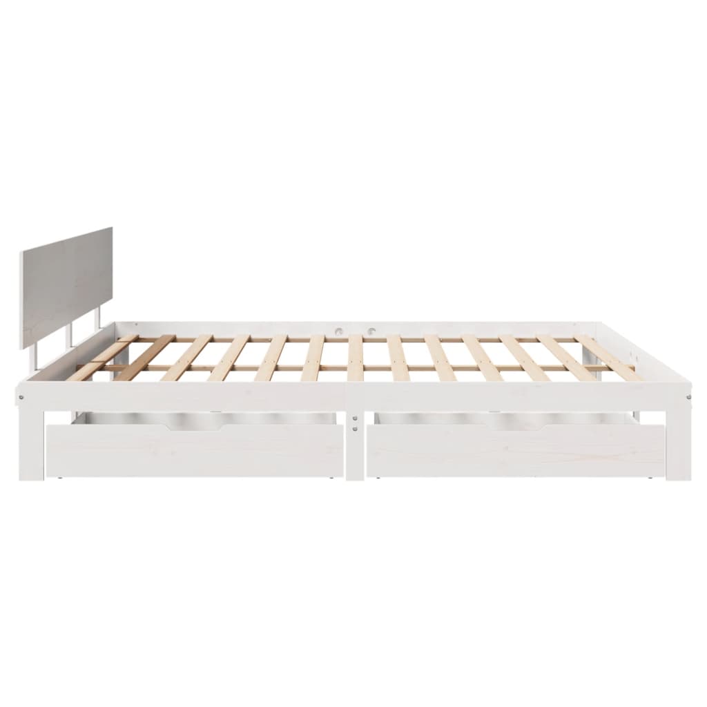 Bed Frame with Drawers without Mattress White 180x200 cm Super King