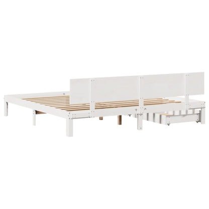 Bed Frame with Drawers without Mattress White 180x200 cm Super King