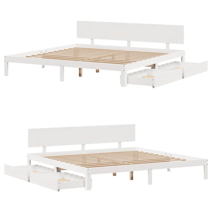 Bed Frame with Drawers without Mattress White 180x200 cm Super King