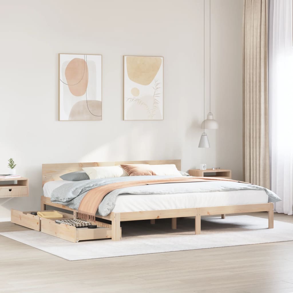 Bed Frame with Drawers without Mattress 200x200 cm