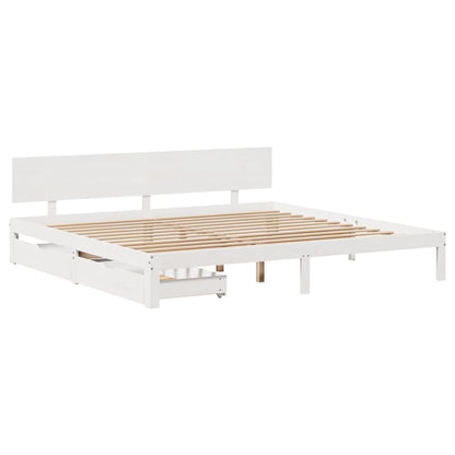 Bed Frame with Drawers without Mattress White 200x200 cm