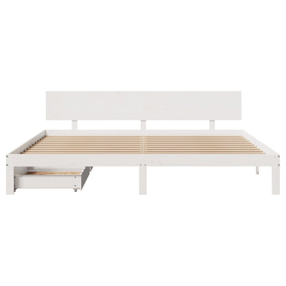 Bed Frame with Drawers without Mattress White 200x200 cm