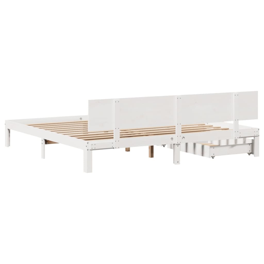 Bed Frame with Drawers without Mattress White 200x200 cm