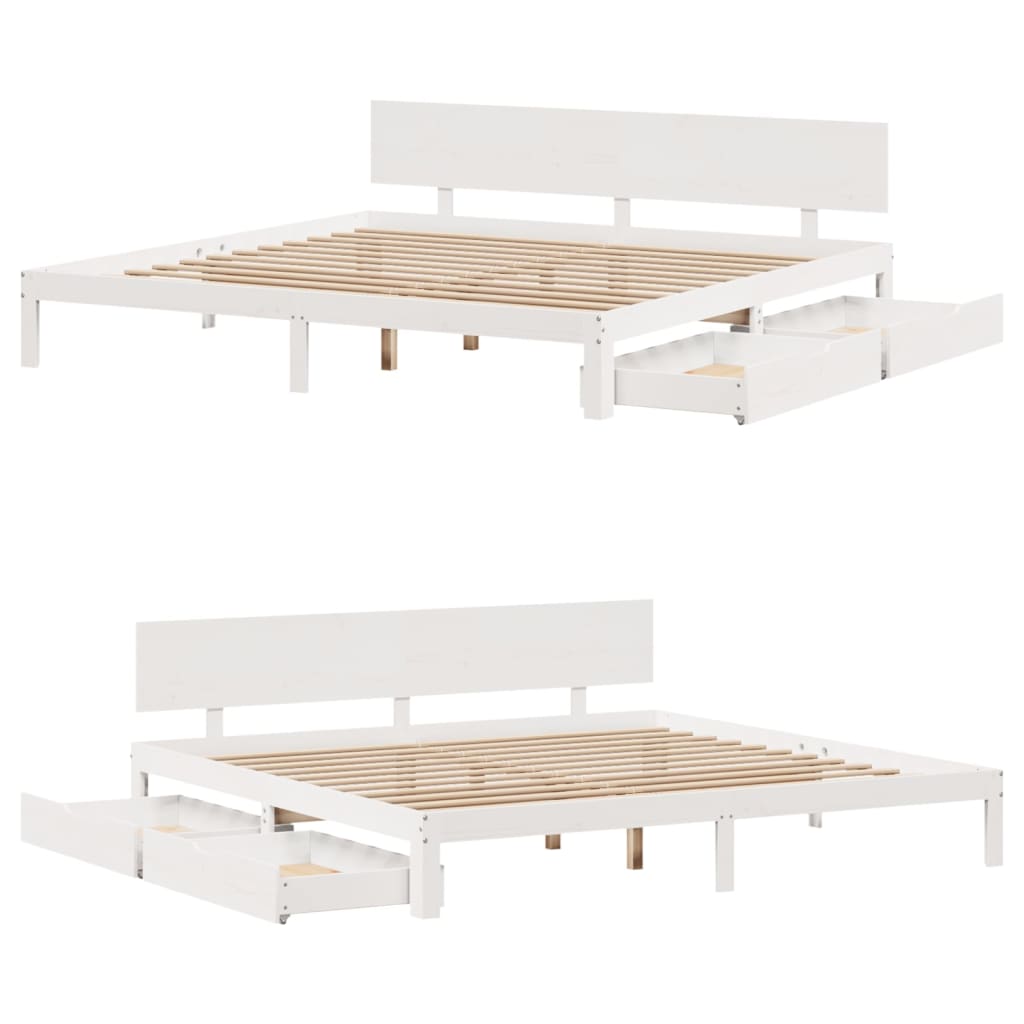 Bed Frame with Drawers without Mattress White 200x200 cm