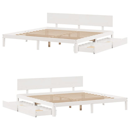 Bed Frame with Drawers without Mattress White 200x200 cm