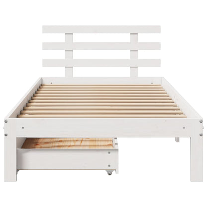 Bed Frame with Drawers without Mattress White75x190 cm Small Single