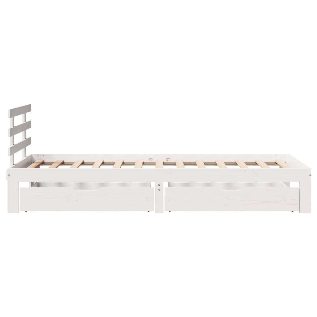 Bed Frame with Drawers without Mattress White75x190 cm Small Single