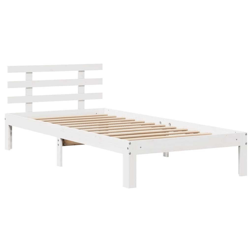 Bed Frame with Drawers without Mattress White75x190 cm Small Single