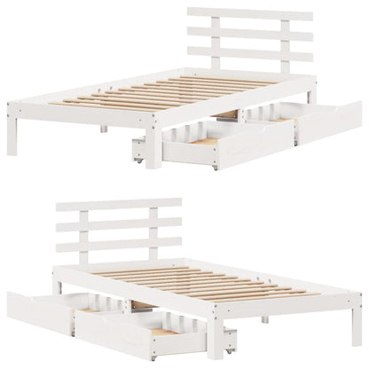 Bed Frame with Drawers without Mattress White75x190 cm Small Single