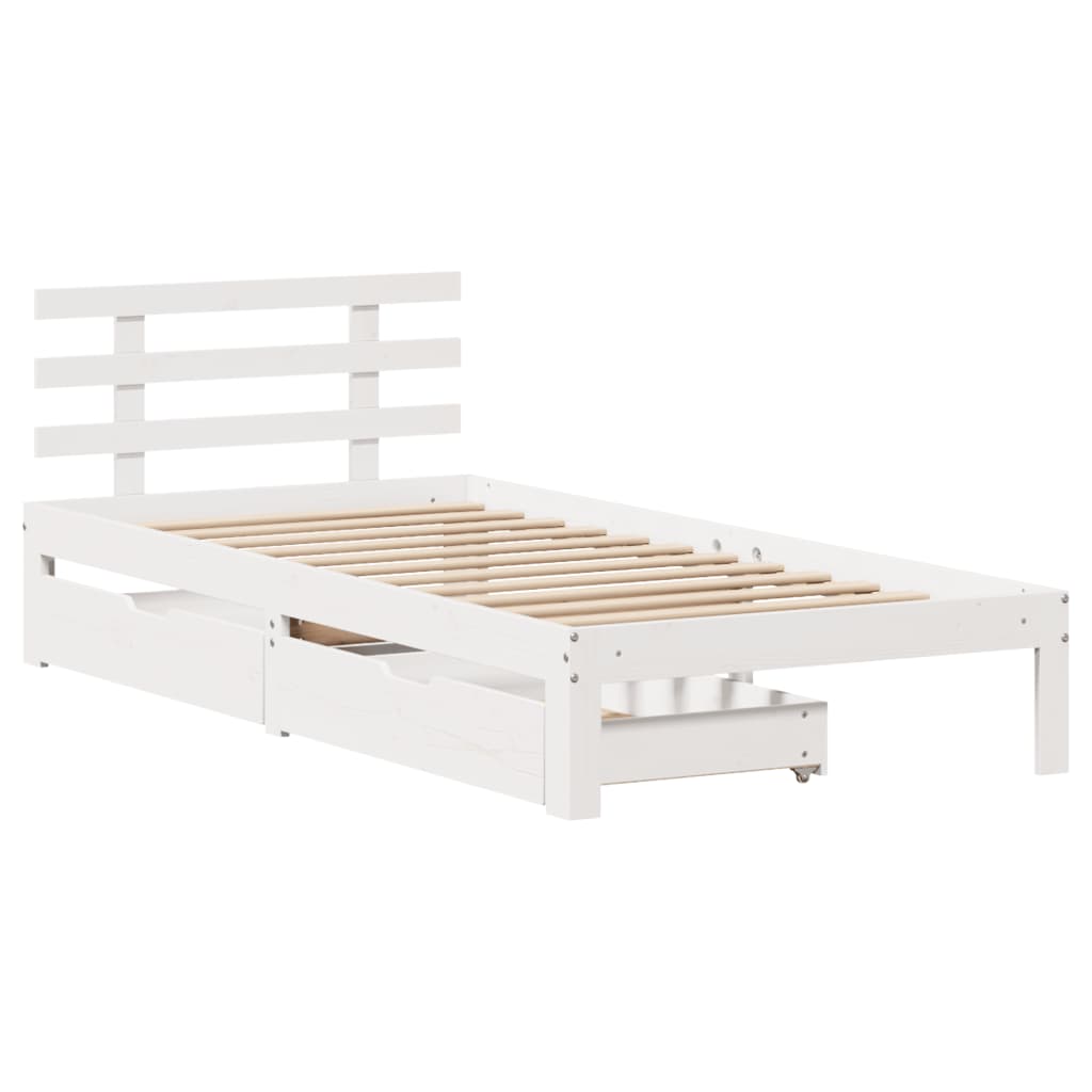 Bed Frame with Drawers without Mattress White90x190 cm Single