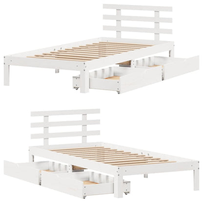 Bed Frame with Drawers without Mattress White90x190 cm Single