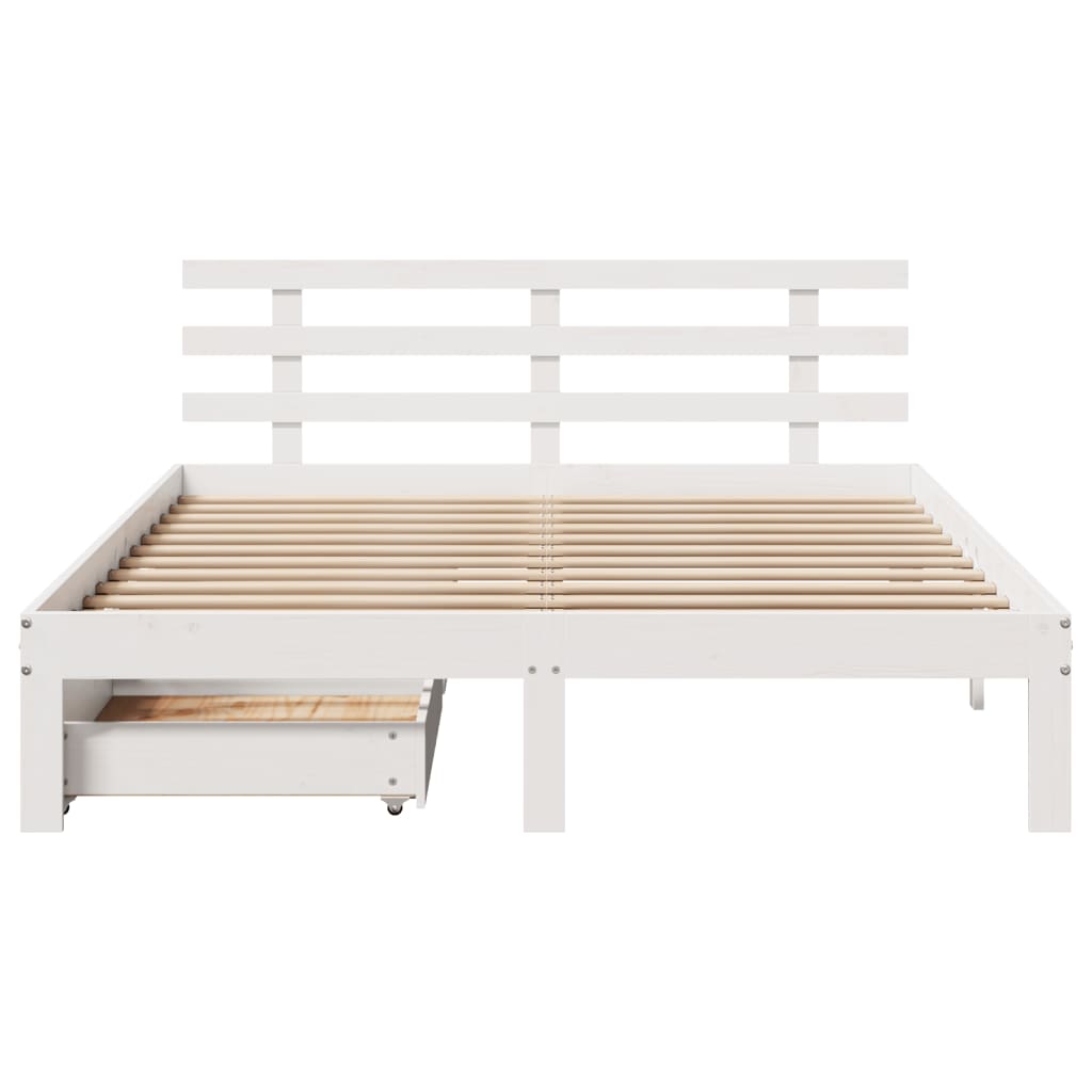 Bed Frame with Drawers without Mattress White 120x190 cm Small Double