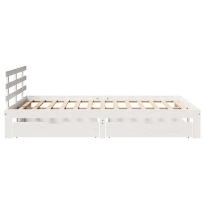 Bed Frame with Drawers without Mattress White 120x190 cm Small Double