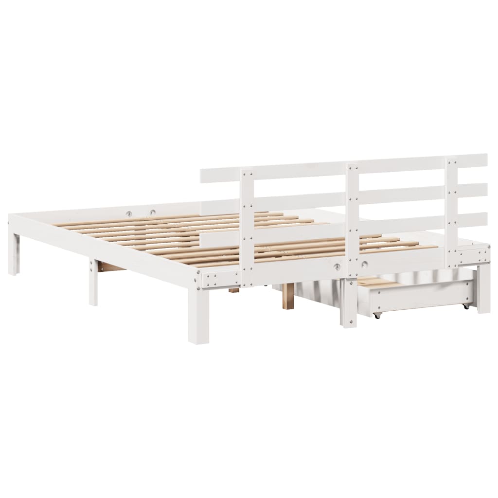 Bed Frame with Drawers without Mattress White 120x190 cm Small Double