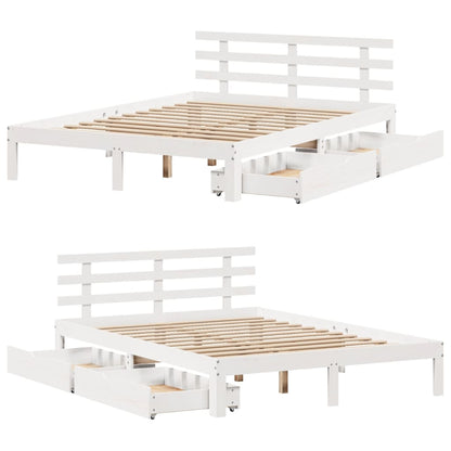 Bed Frame with Drawers without Mattress White 120x190 cm Small Double