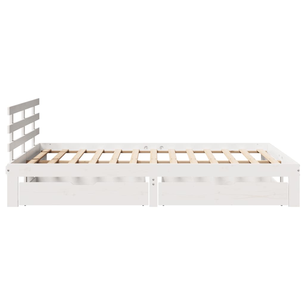 Bed Frame with Drawers without Mattress White 135x190 cm Double