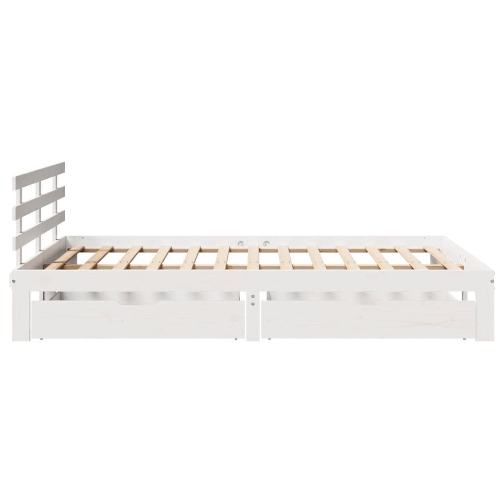 Bed Frame with Drawers without Mattress White 140x190 cm