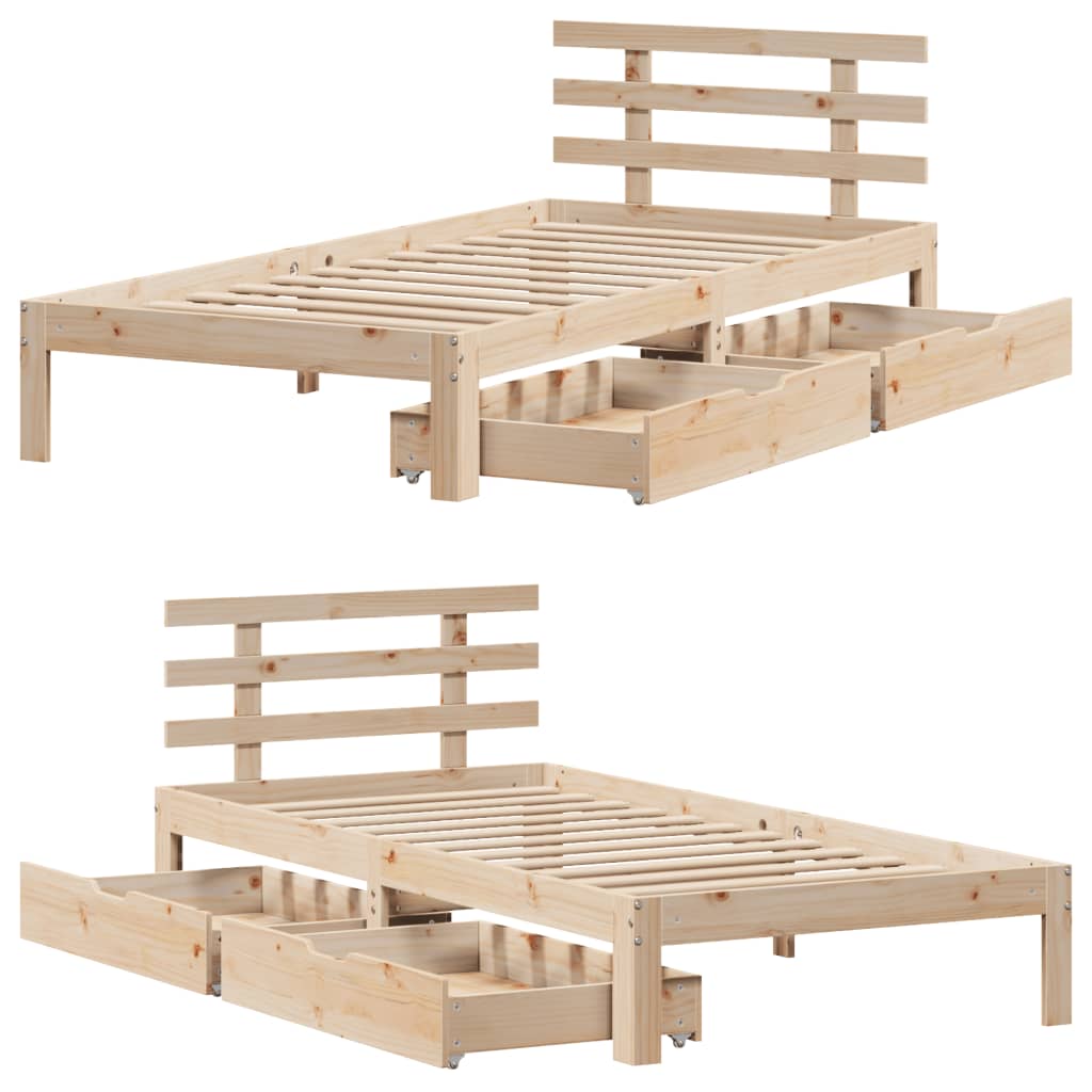 Bed Frame with Drawers without Mattress 100x200 cm