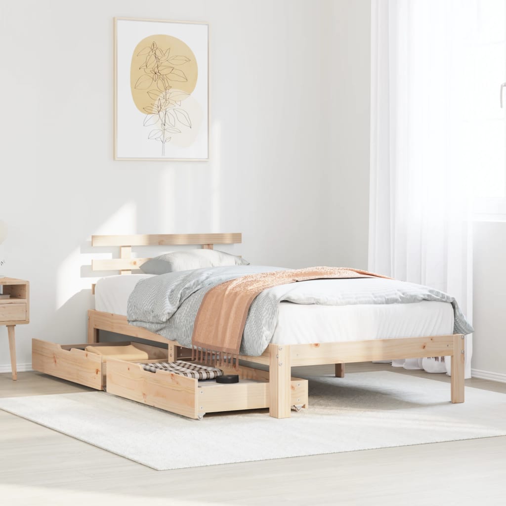 Bed Frame with Drawers without Mattress 100x200 cm