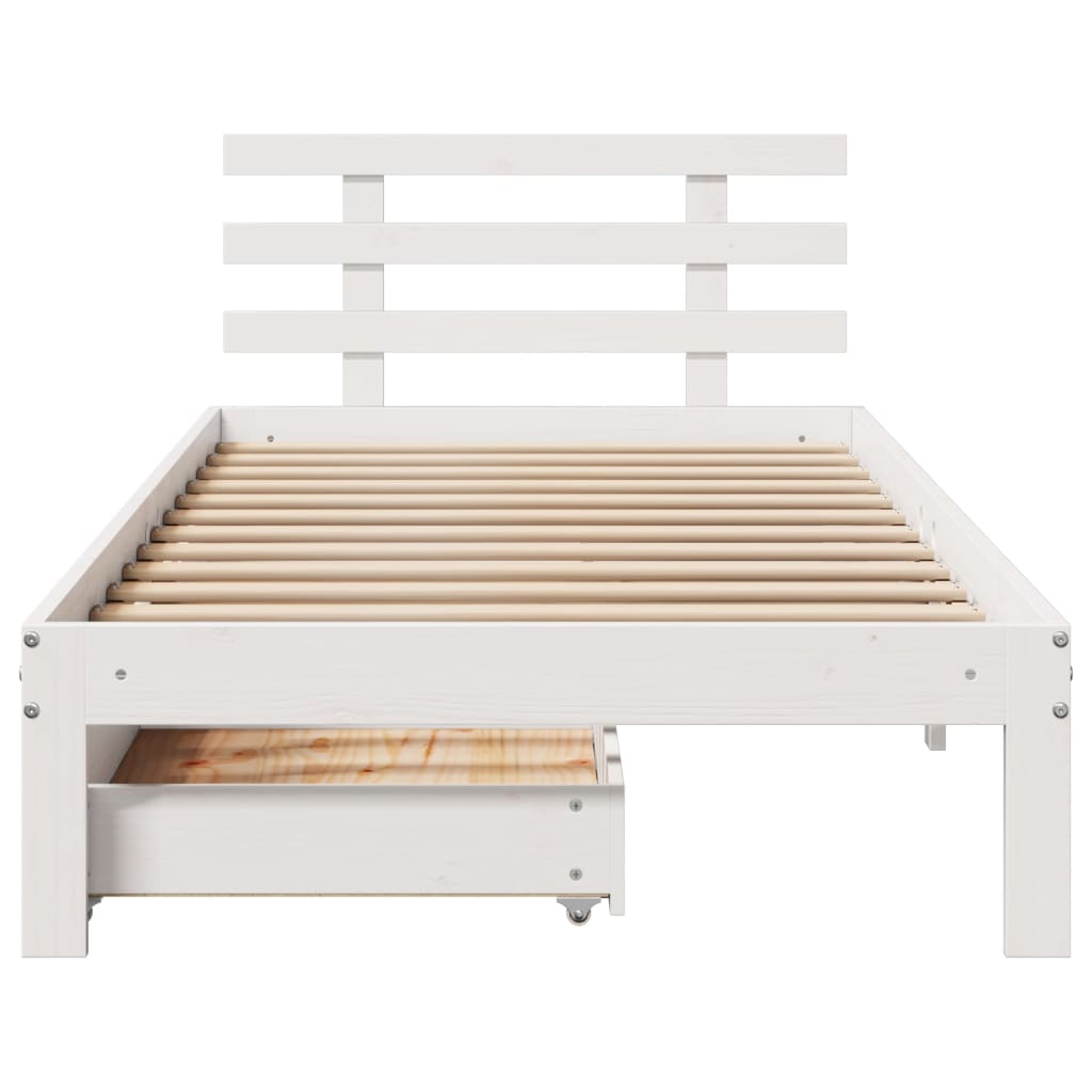 Bed Frame with Drawers without Mattress White 100x200 cm