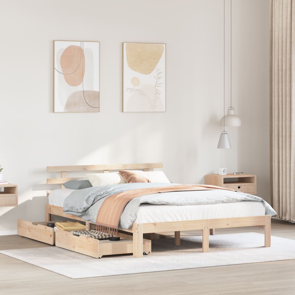 Bed Frame with Drawers without Mattress 120x200 cm